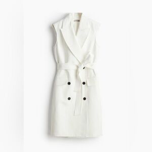 H&M White Sleeveless Blazer Dress
